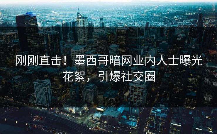 刚刚直击！墨西哥暗网业内人士曝光花絮，引爆社交圈