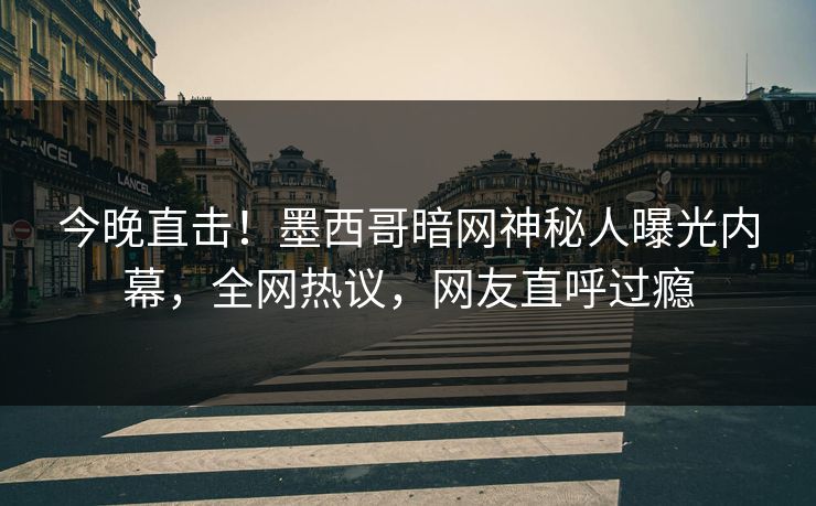 今晚直击！墨西哥暗网神秘人曝光内幕，全网热议，网友直呼过瘾