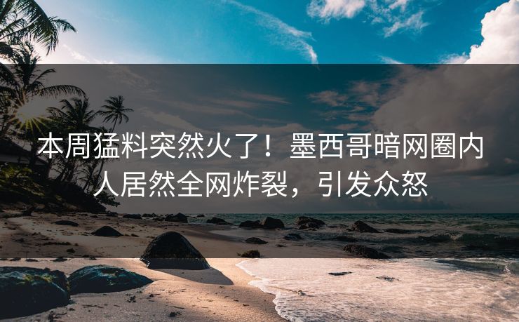 本周猛料突然火了！墨西哥暗网圈内人居然全网炸裂，引发众怒