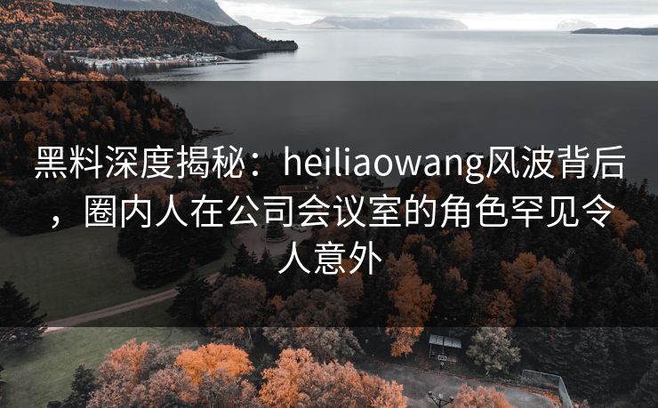 黑料深度揭秘：heiliaowang风波背后，圈内人在公司会议室的角色罕见令人意外